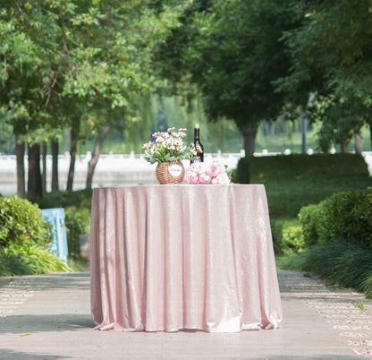 50 Inch Round Light Pink Sequin Tablecloth