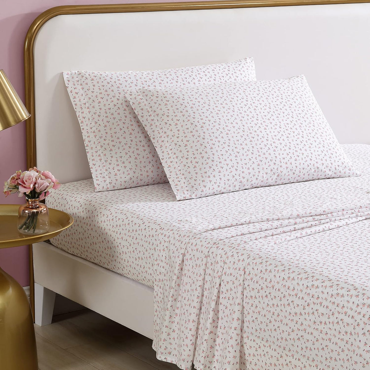 Queen Cotton Percale Sheets with Pillowcases, Deep Pockets