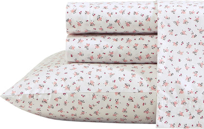 Queen Cotton Percale Sheets with Pillowcases, Deep Pockets