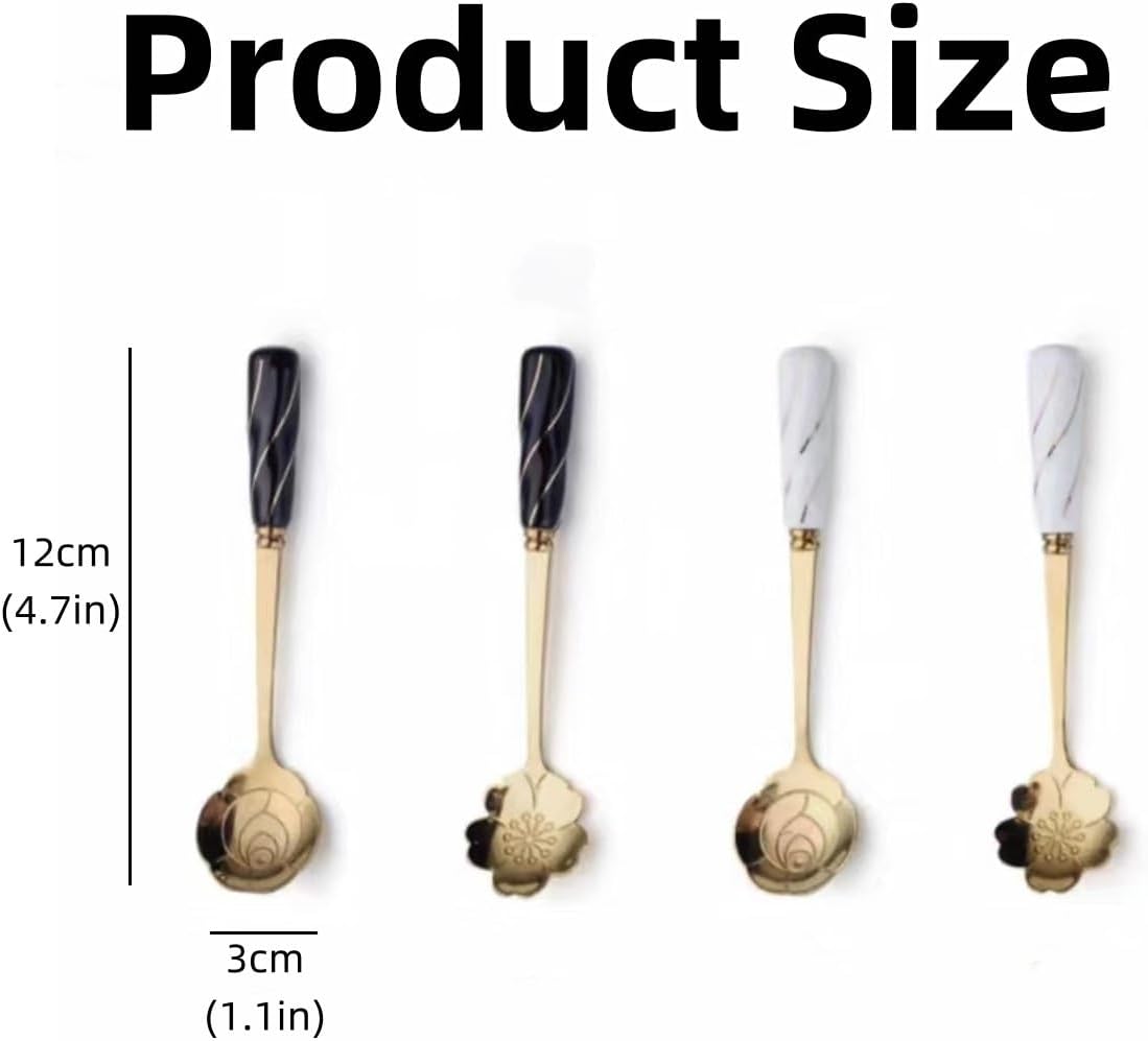 5-piece Ceramic Handle Stainless Steel Spoons Set - Flower-Shaped Coffee & Dessert Utensils, Creative Heat-Resistant Stirring Spoons For Soups, Gifts & Daily Use(Pink flower,Small)