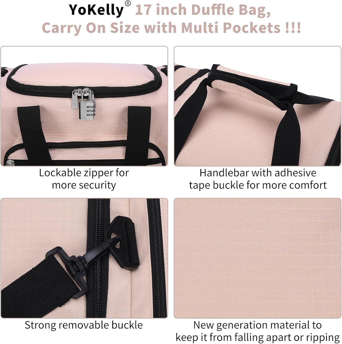 Small Gym Duffle Bag, 17 inch, Pink