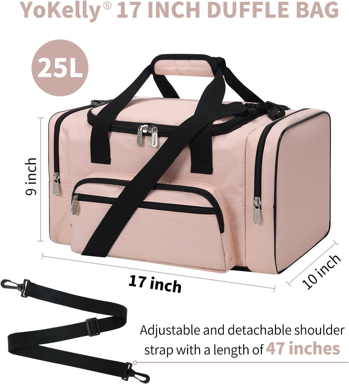 Small Gym Duffle Bag, 17 inch, Pink