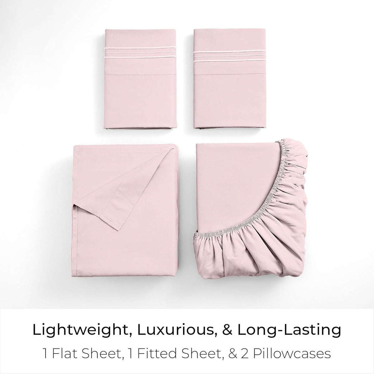 Iconic 4-Piece, Ultra Soft Sheet Set (Queen, Blush Pink)