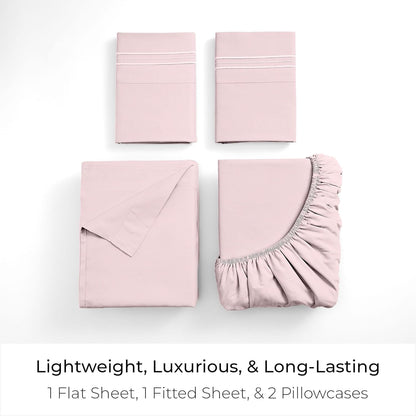 Iconic 4-Piece, Ultra Soft Sheet Set (Queen, Blush Pink)