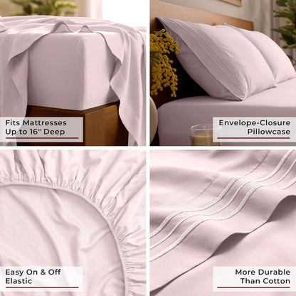 Iconic 4-Piece, Ultra Soft Sheet Set (Queen, Blush Pink)