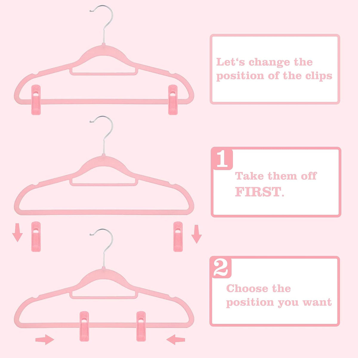 Velvet Hangers Clips for Thin Hangers(20 Pcs, Blush)