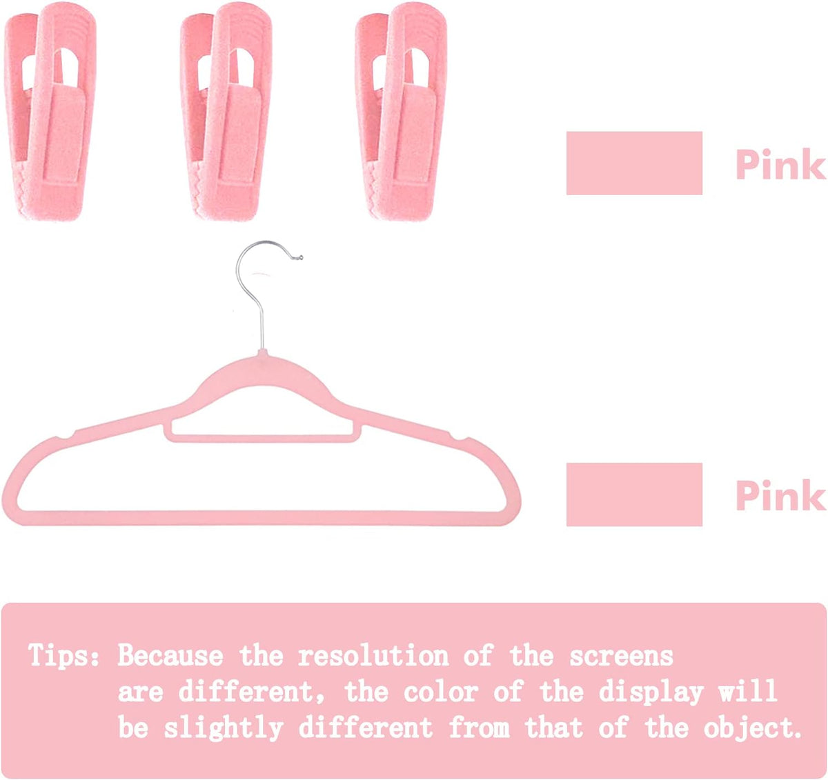 Velvet Hangers Clips for Thin Hangers(20 Pcs, Blush)