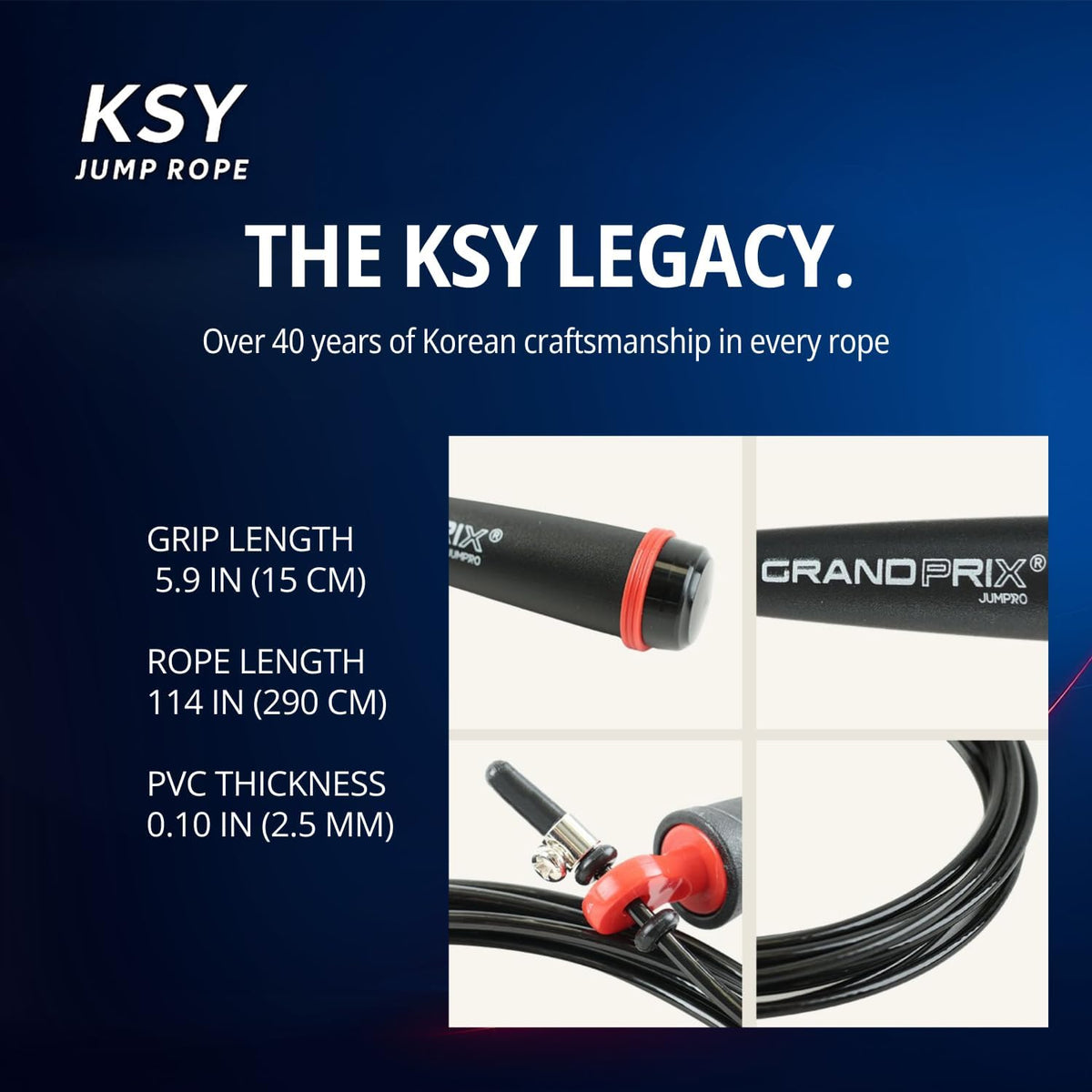 Jump Rope for Men and Women (Grand Prix Ultra Speed Series) – Adjustable Wire Rope for CrossFit, Boxing, and Fitness Training – Smooth, Fast, Tangle-Free Rotation (Made in Korea)