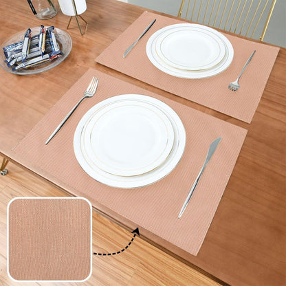 Peach Solid Color Placemats Set of 4 Washable Heat Resistant Place Mats 12 X 18 Inch Reversible Table Mats for Kitchen Dining Indoor Outdoor