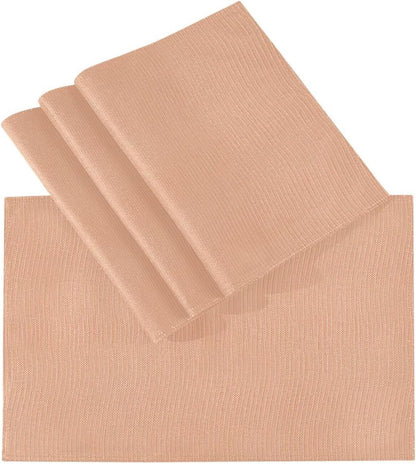 Peach Solid Color Placemats Set of 4 Washable Heat Resistant Place Mats 12 X 18 Inch Reversible Table Mats for Kitchen Dining Indoor Outdoor