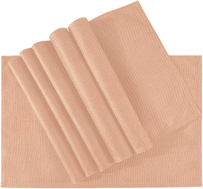 Peach Solid Color Placemats Set of 4 Washable Heat Resistant Place Mats 12 X 18 Inch Reversible Table Mats for Kitchen Dining Indoor Outdoor