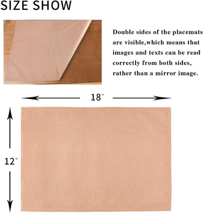 Peach Solid Color Placemats Set of 4 Washable Heat Resistant Place Mats 12 X 18 Inch Reversible Table Mats for Kitchen Dining Indoor Outdoor