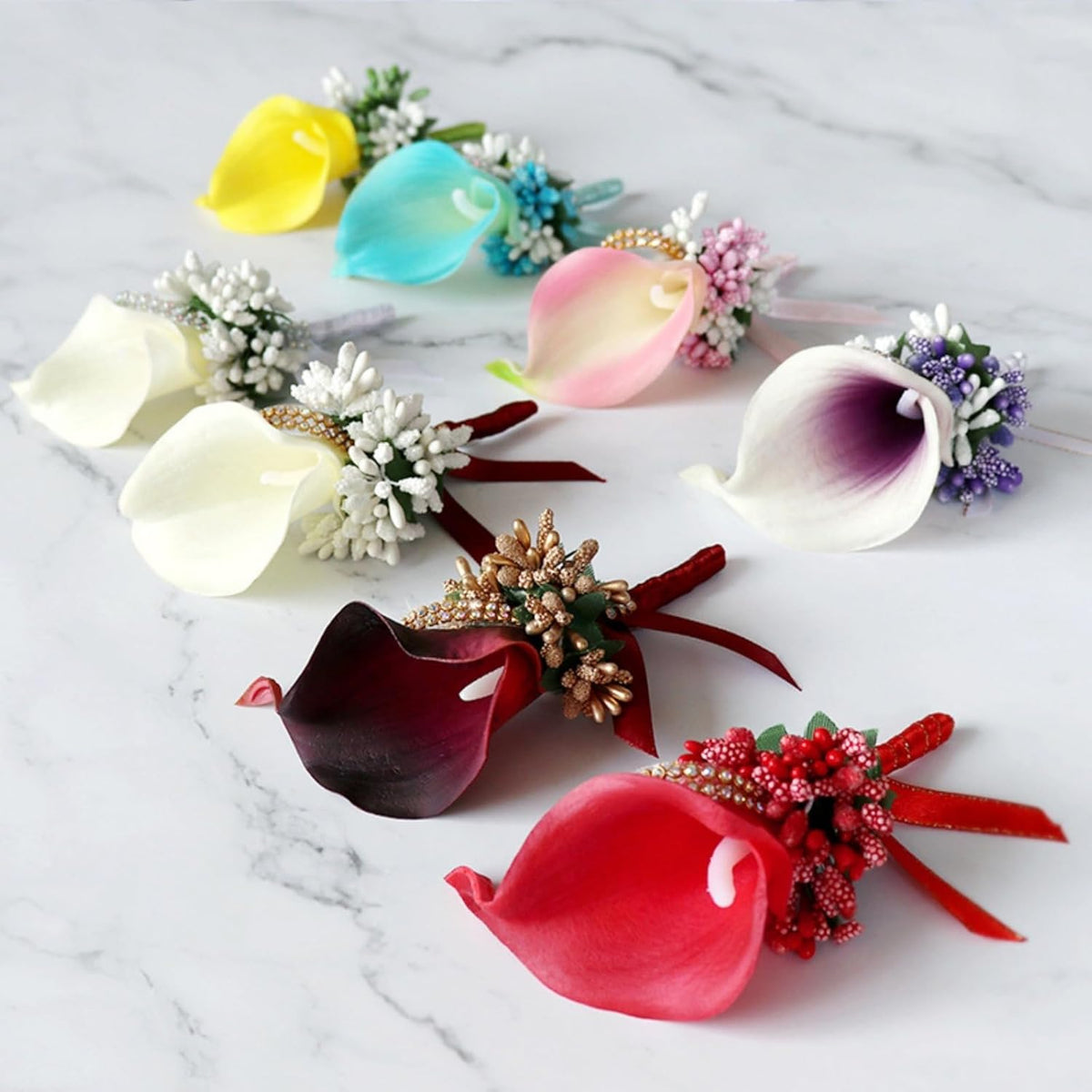 Handmade Calla Lily Groom Groomsman Boutonniere with Pins Set of 8, Calla Lily Boutonniere Men Wedding for Wedding Party Prom Event Ceremony Anniversary (Peach Pink,8PCS)