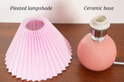 Meefad Modern Pleated Small Table Lamp Aesthetic Cute Night Light in Pink