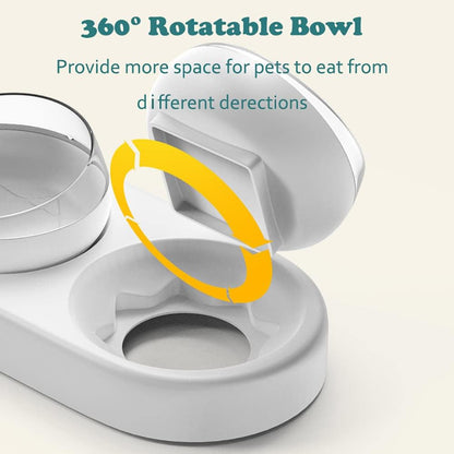 2-in-1 Dog Cat Bowls, 15°Tilted Cat Food and Water Bowl Set