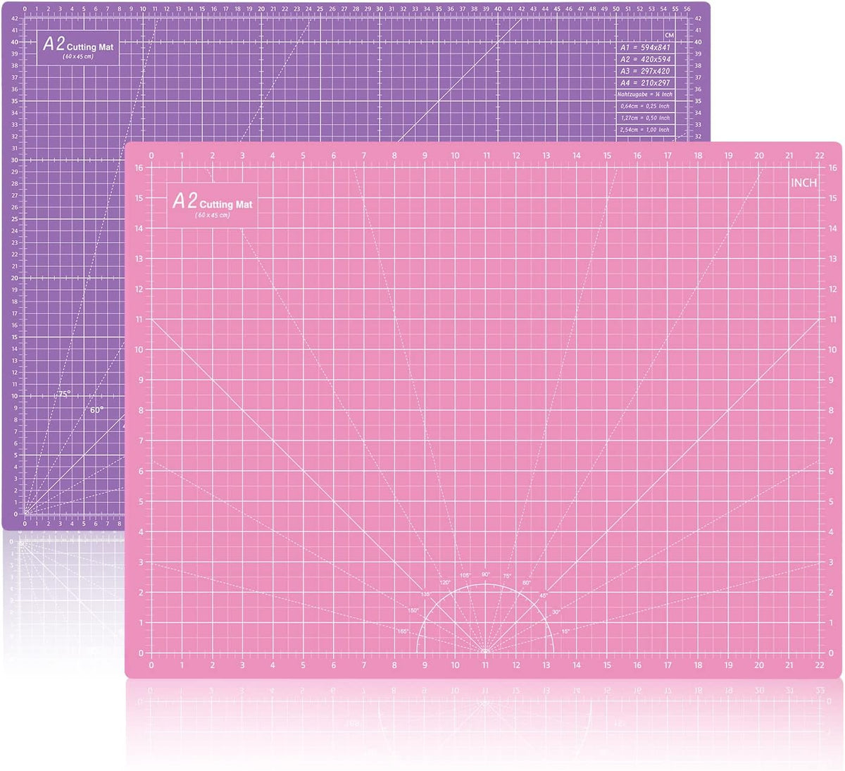 18"x24" Thickened Self Healing Cutting Mat, A2 Rotary Cutting Sewing Mat for Crafts, Double Sided 5-Ply Table Cutting Board for Fabric Quilting Patchwork Arts Hobby Project, Pink/Purple