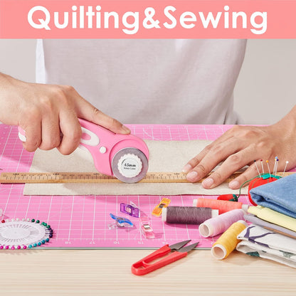 18"x24" Thickened Self Healing Cutting Mat, A2 Rotary Cutting Sewing Mat for Crafts, Double Sided 5-Ply Table Cutting Board for Fabric Quilting Patchwork Arts Hobby Project, Pink/Purple