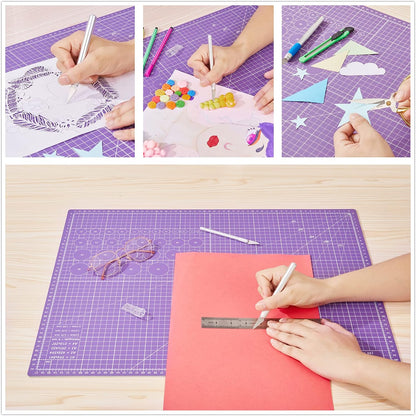 18"x24" Thickened Self Healing Cutting Mat, A2 Rotary Cutting Sewing Mat for Crafts, Double Sided 5-Ply Table Cutting Board for Fabric Quilting Patchwork Arts Hobby Project, Pink/Purple