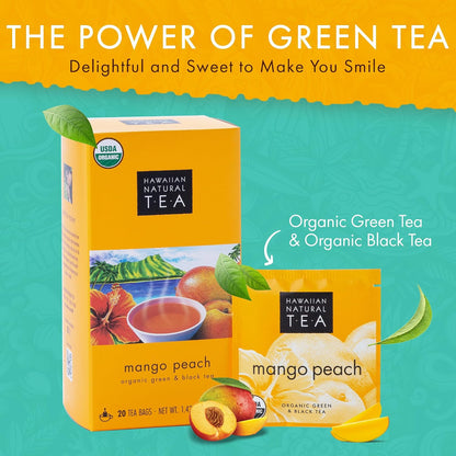 Organic Mango Peach Green & Black Tea Bags, 20 Count