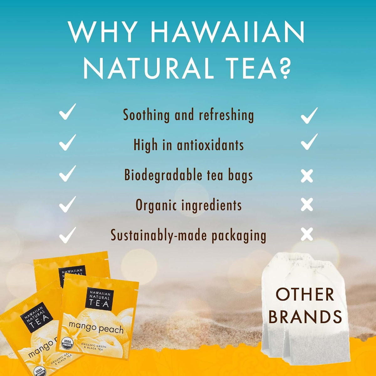 Organic Mango Peach Green & Black Tea Bags, 20 Count