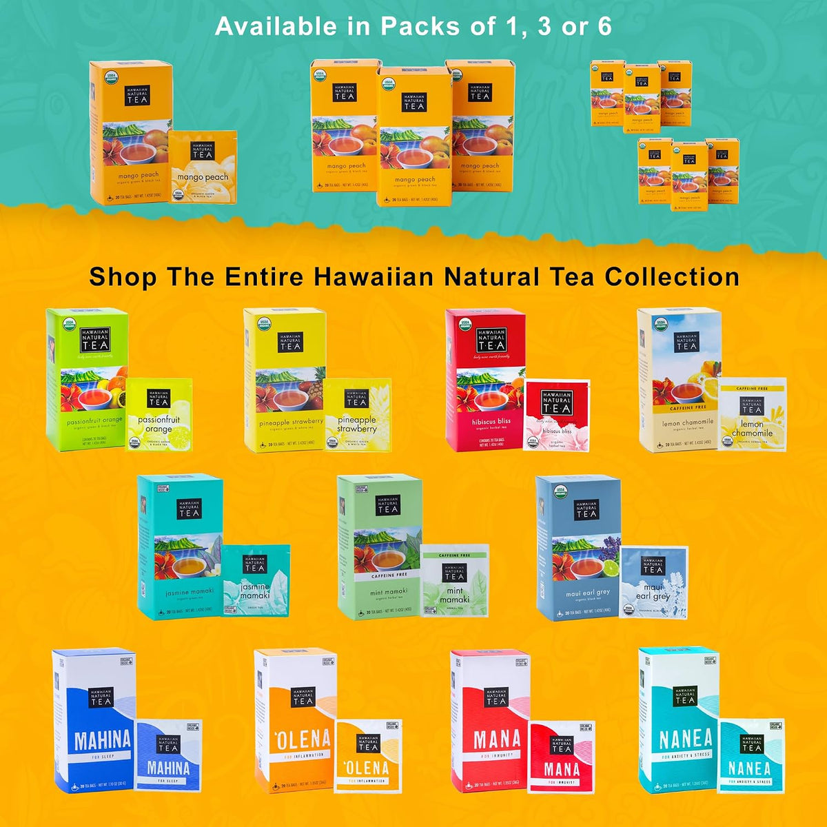 Organic Mango Peach Green & Black Tea Bags, 20 Count