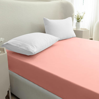 Mocassi King Fitted Sheet - Deep Pocket Cooling Sheets up to 16 inch - Hotel Luxury 1800 Premier - Softest Sheets - Wrinkle Resistant - 1 Single Bottom Fitted Sheet, King, Peach Pink