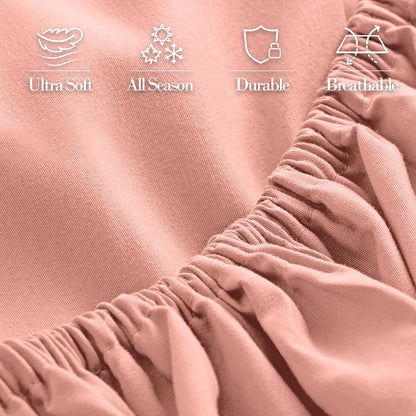 Mocassi King Fitted Sheet - Deep Pocket Cooling Sheets up to 16 inch - Hotel Luxury 1800 Premier - Softest Sheets - Wrinkle Resistant - 1 Single Bottom Fitted Sheet, King, Peach Pink