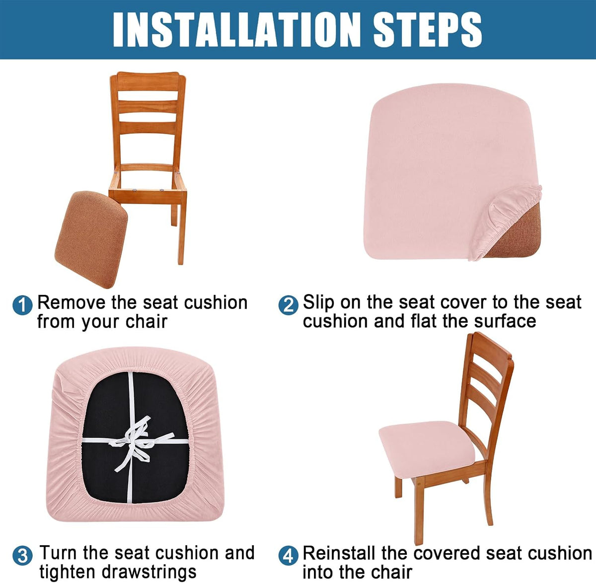 Velvet Seat Covers for Dining Room Chair Set of 4