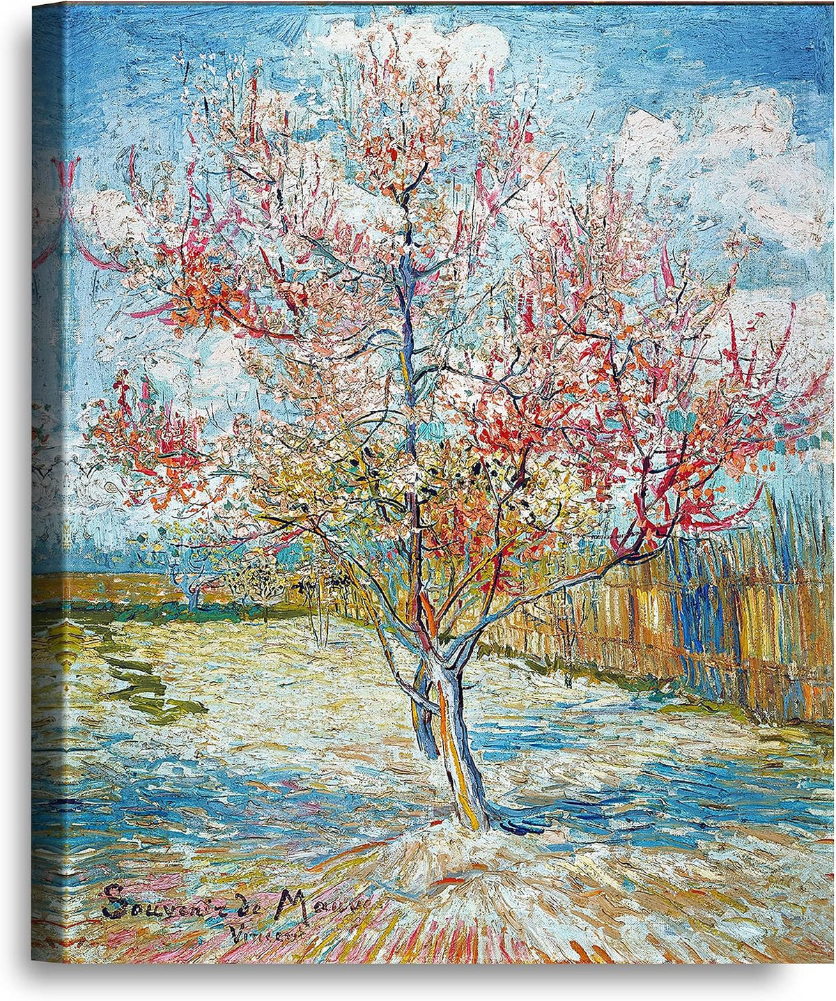 Pink Peach Trees Vincent Van Gogh. The World Classic Art Reproductions, Giclee Canvas Prints Wall Art for Home Decor, 16x20 inches