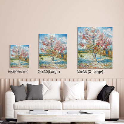 Pink Peach Trees Vincent Van Gogh. The World Classic Art Reproductions, Giclee Canvas Prints Wall Art for Home Decor, 16x20 inches