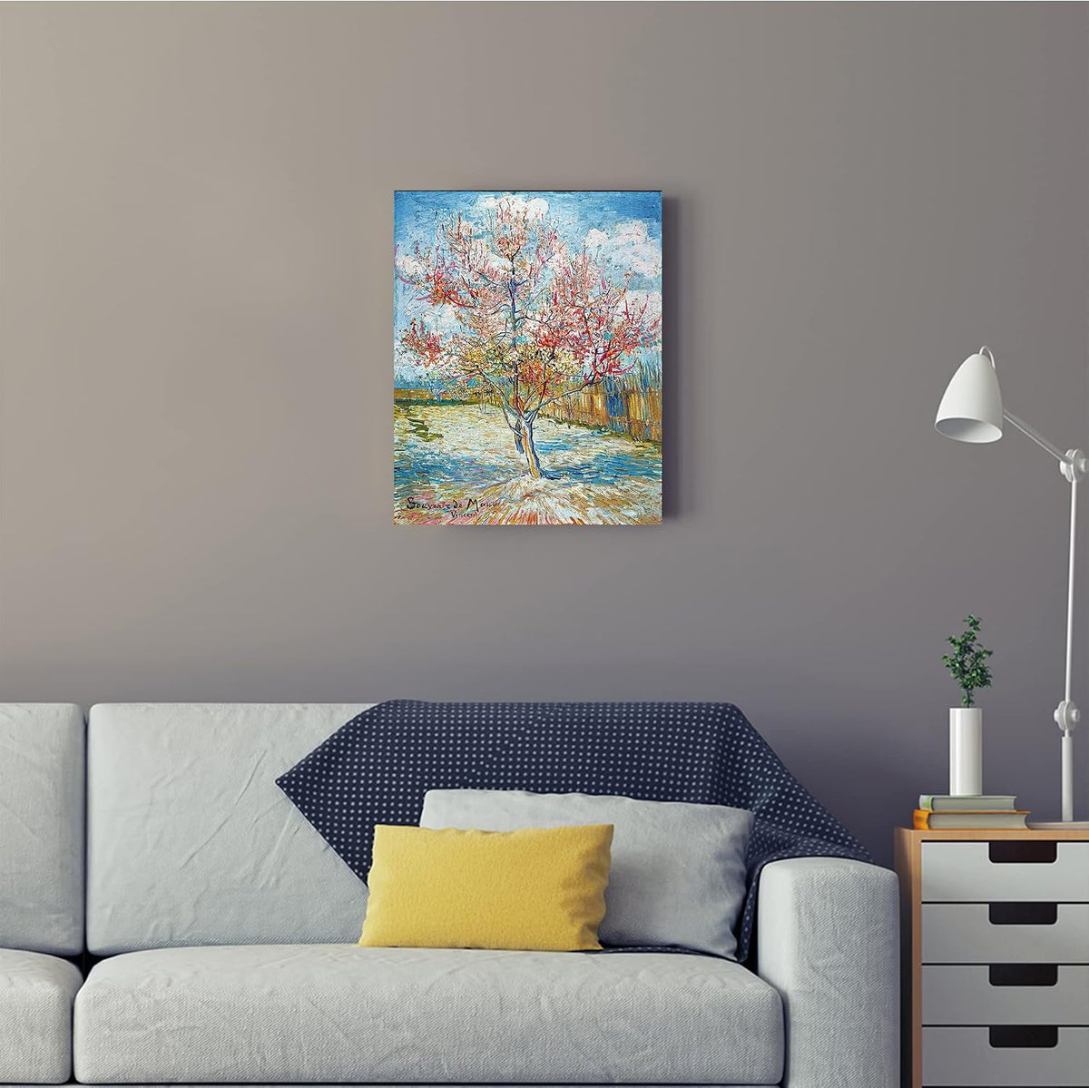 Pink Peach Trees Vincent Van Gogh. The World Classic Art Reproductions, Giclee Canvas Prints Wall Art for Home Decor, 16x20 inches