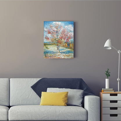 Pink Peach Trees Vincent Van Gogh. The World Classic Art Reproductions, Giclee Canvas Prints Wall Art for Home Decor, 16x20 inches