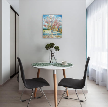 Pink Peach Trees Vincent Van Gogh. The World Classic Art Reproductions, Giclee Canvas Prints Wall Art for Home Decor, 16x20 inches