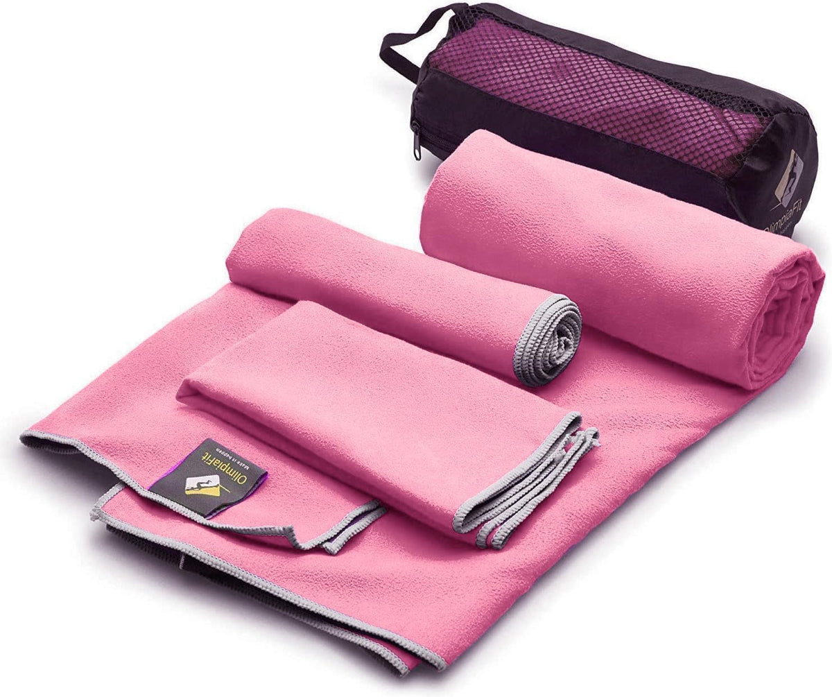 Quick Dry Towel - 3 Size Pack of Lightweight Microfiber Travel Towels w/Bag - Fast Drying Towel Set for Camping, Beach, Gym, Backpacking, Sports, Yoga & Swim Use