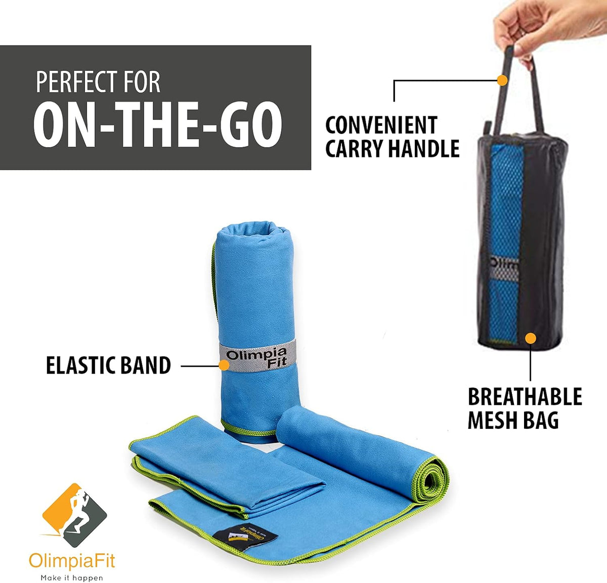 Quick Dry Towel - 3 Size Pack of Lightweight Microfiber Travel Towels w/Bag - Fast Drying Towel Set for Camping, Beach, Gym, Backpacking, Sports, Yoga & Swim Use