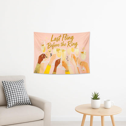 Champagne Toast Tapestry, Peach Bachelorette Party Wall Decor, Fun Bridal Shower Celebration Aesthetic for Bedroom, Living Room, Dorm, Party Supplies 40x30 Inch