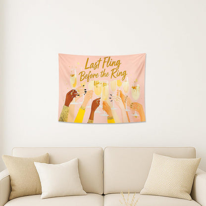 Champagne Toast Tapestry, Peach Bachelorette Party Wall Decor, Fun Bridal Shower Celebration Aesthetic for Bedroom, Living Room, Dorm, Party Supplies 40x30 Inch