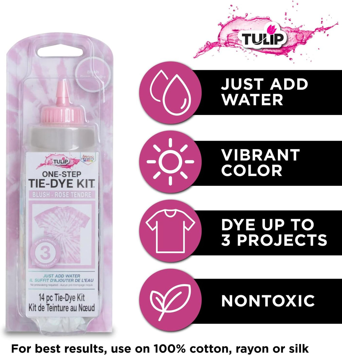 One-Step Tie-Dye Kit, Vibrant Colors for Fabric 4 fl oz, Blush