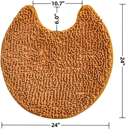 Soft Shaggy Round Toilet Rug U Shaped, Coral, 24"