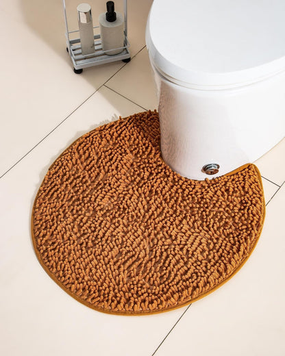 Soft Shaggy Round Toilet Rug U Shaped, Coral, 24"