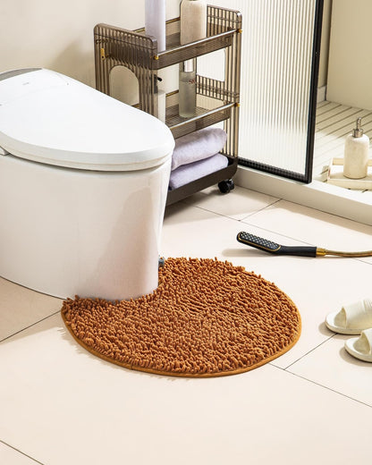 Soft Shaggy Round Toilet Rug U Shaped, Coral, 24"