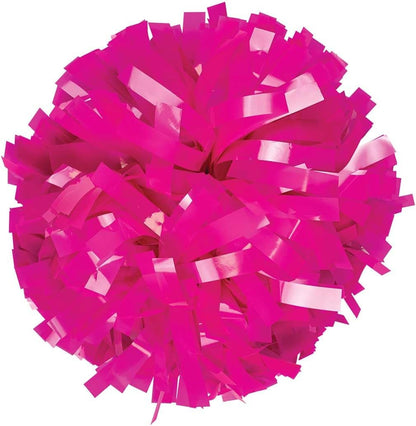 Chassé Cheerleading Poms - Neon Wet-Look Pom Poms with Baton Handle for Dance, Sports, Celebrations (Single, Neon Pink)