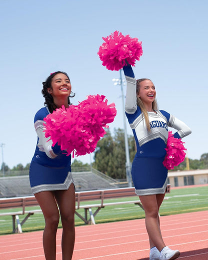 Chassé Cheerleading Poms - Neon Wet-Look Pom Poms with Baton Handle for Dance, Sports, Celebrations (Single, Neon Pink)