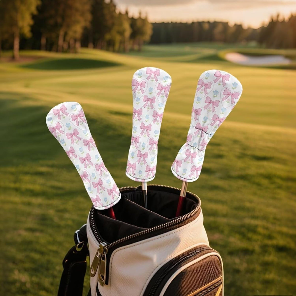 Golf Club Covers for Women Girls Driver Head Cover Leather Fairway Wood Head Cover Hybrid Headcovers Golfer Gifts