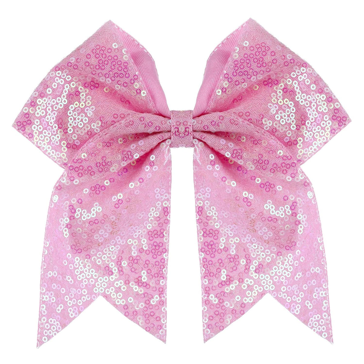 Large Big 7 Inch Glitter Bow Clip Sequin Bling Party Hair Accessories for Women Teens Girls Kids 1 Pcs (Pink)