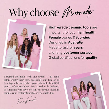 Mermade PRO Hair Waver 1.25" - 3 Barrel Curling Iron 1 1/4 Inch, Ceramic Barrel Waver Tool for Thick, Thin, Long, or Short Hair - 1.25", Pink with Glove