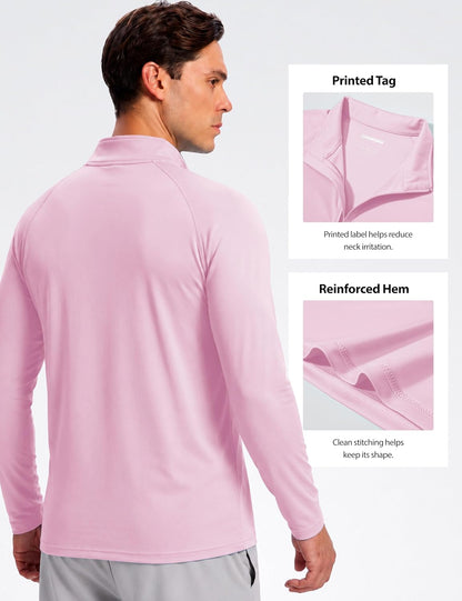 Men's UPF 50+ Quarter Zip Sun Protection Long Sleeve Golf Shirt