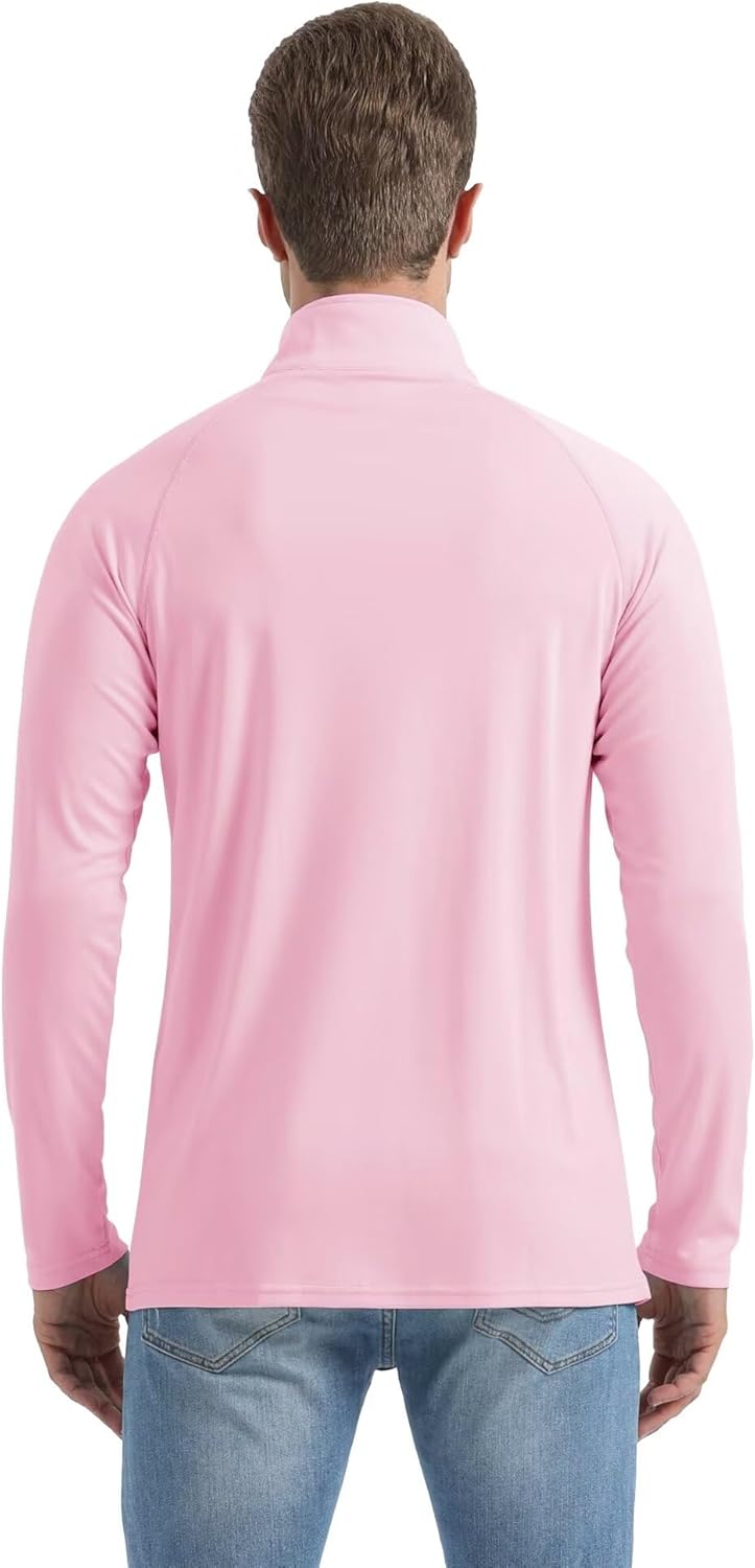 Men's UPF 50+ Quarter Zip Sun Protection Long Sleeve Golf Shirt