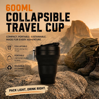 Silicone Coffee Cup with Straw lid Collapsible Cups for Traveling 20oz Lightweight Folding Water Mug for Picnic Hicking Camping Climbing