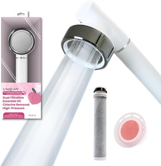 Aromatherapy Shower Head, Activated Carbon Fiber Filter, Essential Oil, Soften Hard Water, NSF Certified, Easy Installation,Removes Chlorine & Impurities - Peach